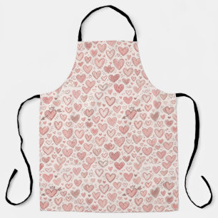Hand-Drawn Heart Pattern Apron