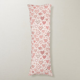 Hand-Drawn Heart Pattern Body Pillow