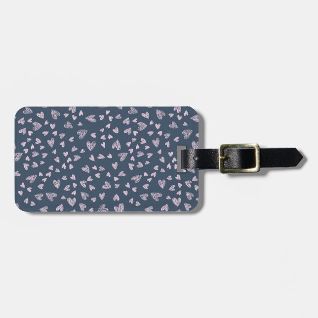 Hand drawn Heart Pattern Design Luggage Tag (Front Horizontal)
