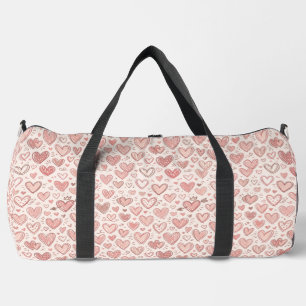 Hand-Drawn Heart Pattern Duffle Bag