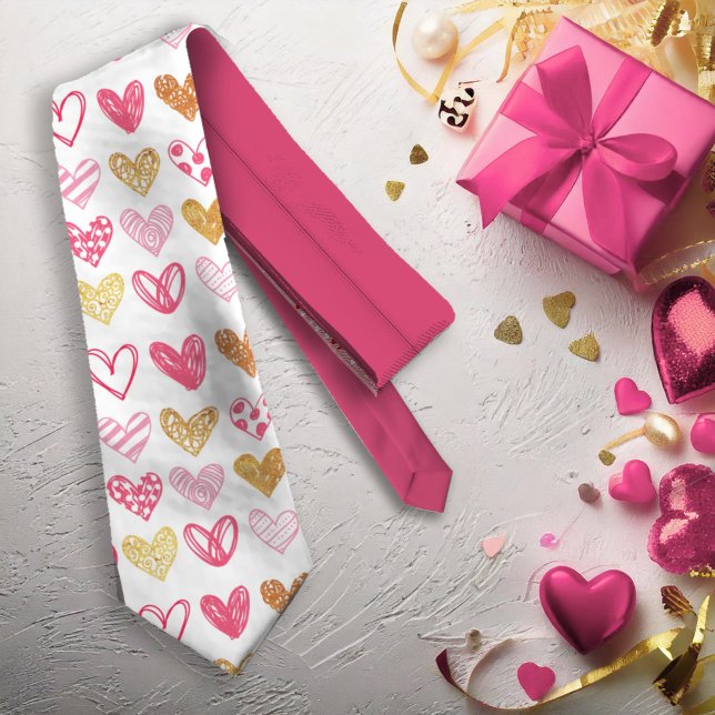 Hand Drawn Heart Pattern ID470 Tie (Creator Uploaded)