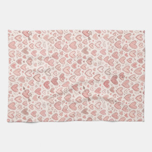 Hand-Drawn Heart Pattern Kitchen Towel