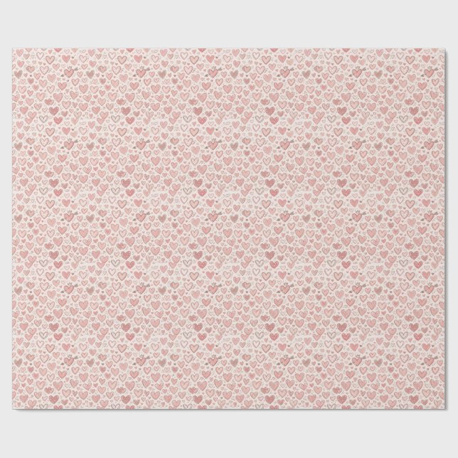 Hand-Drawn Heart Pattern Wrapping Paper (Flat)