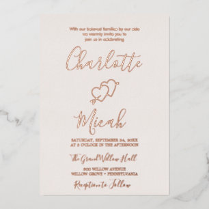 Hand-Drawn Heart   Rose Gold Foil Text Blush 