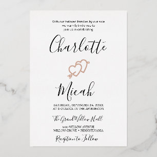 Hand Drawn Heart Silver Foil Wedding