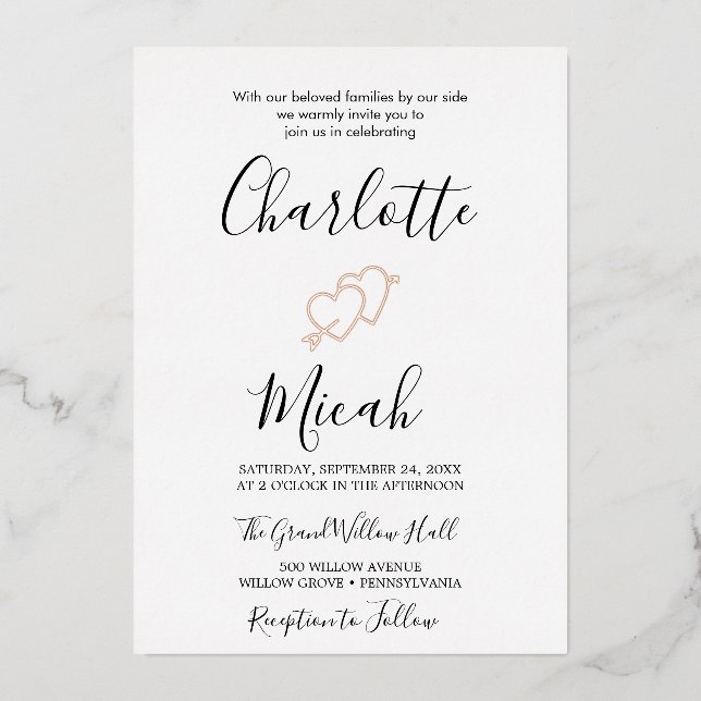 Hand Drawn Heart | Silver Foil Wedding (Front)
