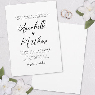 Hand Drawn Heart Simple Elegant Weddiing Invitation