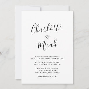 Hand Drawn Heart Wedding Invitation