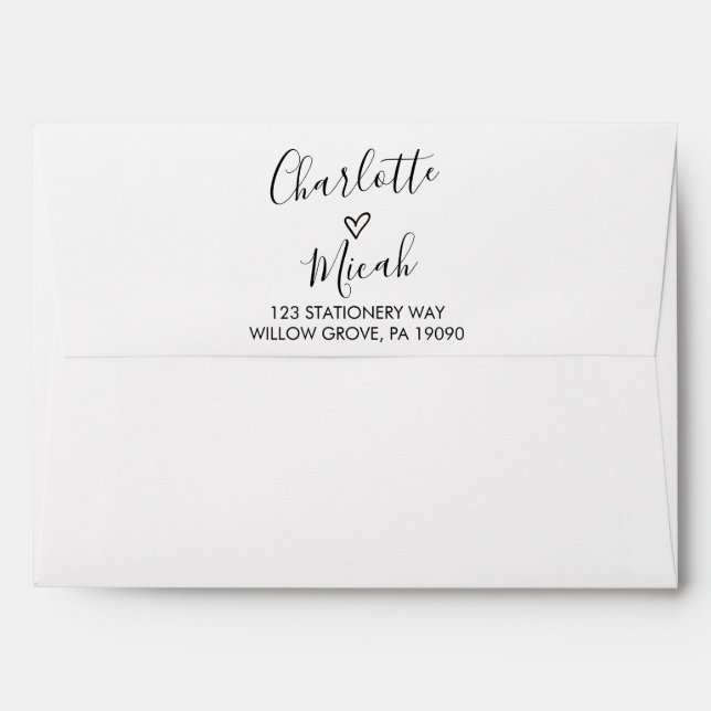 Hand Drawn Heart Wedding Invitation Envelope (Back (Top Flap))