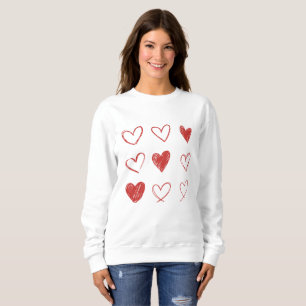 Hand Drawn Hearts Cozy Sweatshirt