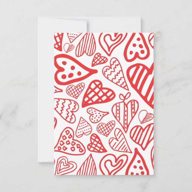 "Hand-Drawn Hearts Design | Whimsical and Romantic Invitation (Front)