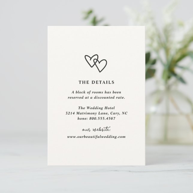Hand Drawn Hearts Doodle Modern Wedding Enclosure Card (Standing Front)