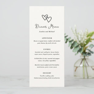Hand Drawn Hearts Doodle Modern Wedding Menu