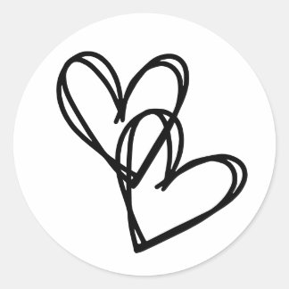 hand drawn hearts, entwined together. Valentines Classic Round Sticker