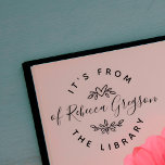 Hand-drawn Hearts & Leaves 'From the Library of' Rubber Stamp<br><div class="desc">This library bookplate stamp is ideal for any booklover. The design features your name at the centre in a modern elegant script. Above and below your name are adorable,  hand-drawn ornaments of hearts and botanical features. Click on 'personalize' to make it your own.</div>
