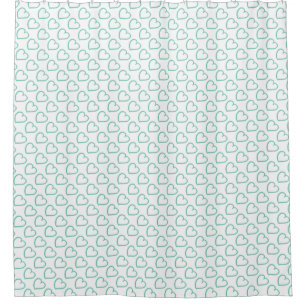 Hand drawn hearts pattern turquoise blue on white