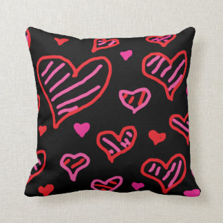 Hand Drawn Hearts Pillow