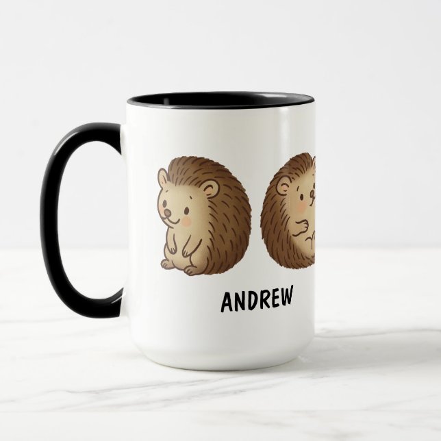 Hand Drawn Hedgehog Custom Cute Mug (Left)