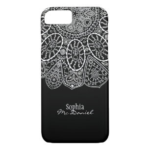 Hand Drawn Henna Circle Design Black and White Case-Mate iPhone Case