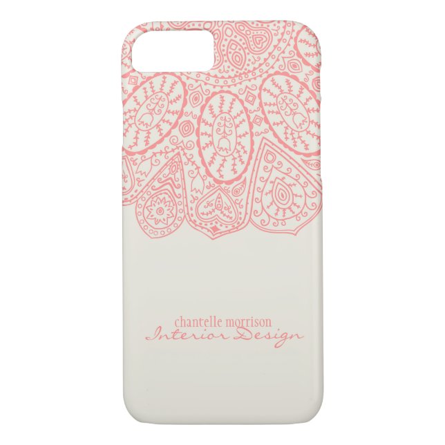 Hand Drawn Henna Circle Pattern Design Business Case-Mate iPhone Case (Back)