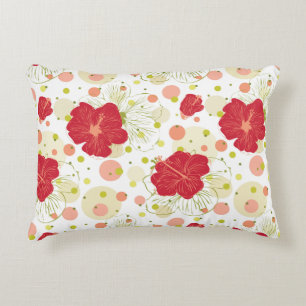 Hand Drawn Hibiscus Pattern Accent Pillow