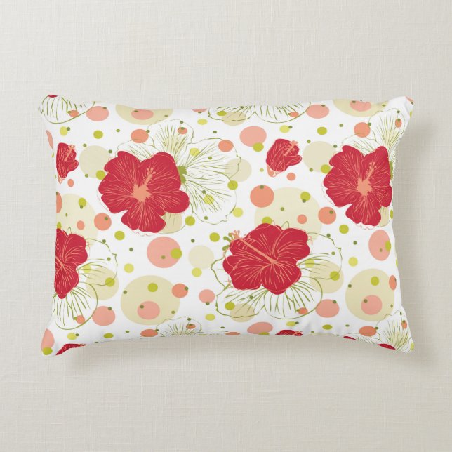 Hand Drawn Hibiscus Pattern Accent Pillow (Front)