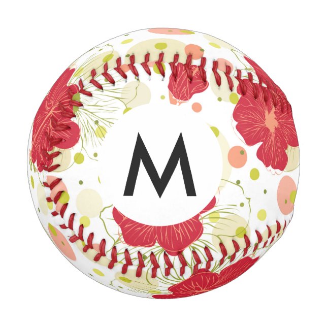 Hand Drawn Hibiscus Pattern Baseball (Front Left)