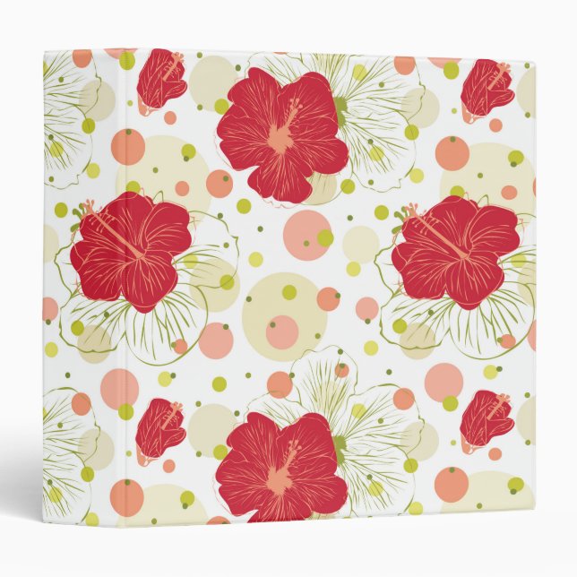 Hand Drawn Hibiscus Pattern Binder (Front/Spine)