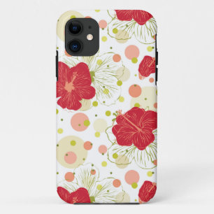Hand Drawn Hibiscus Pattern iPhone 11 Case