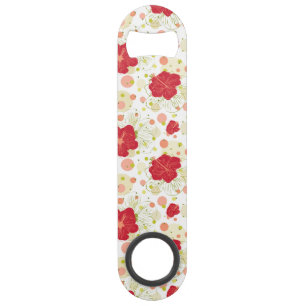 Hand Drawn Hibiscus Pattern Speed Bottle Opener