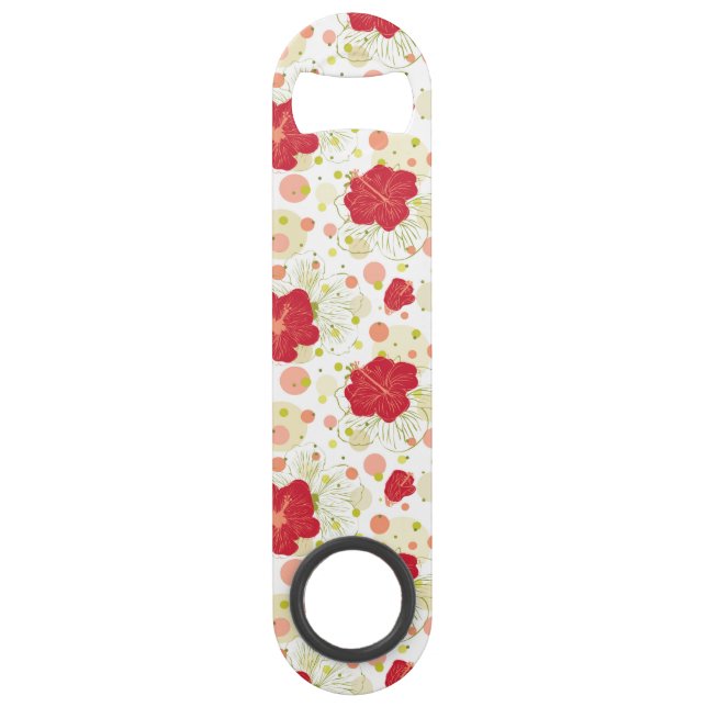 Hand Drawn Hibiscus Pattern Speed Bottle Opener (Front)