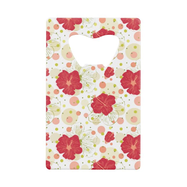 Hand Drawn Hibiscus Pattern Wallet Bottle Opener (Front)