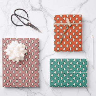 Hand Drawn Holiday Diamonds Set Wrapping Paper Sheet