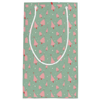 Hand Drawn Holiday Trees Small Gift Bag
