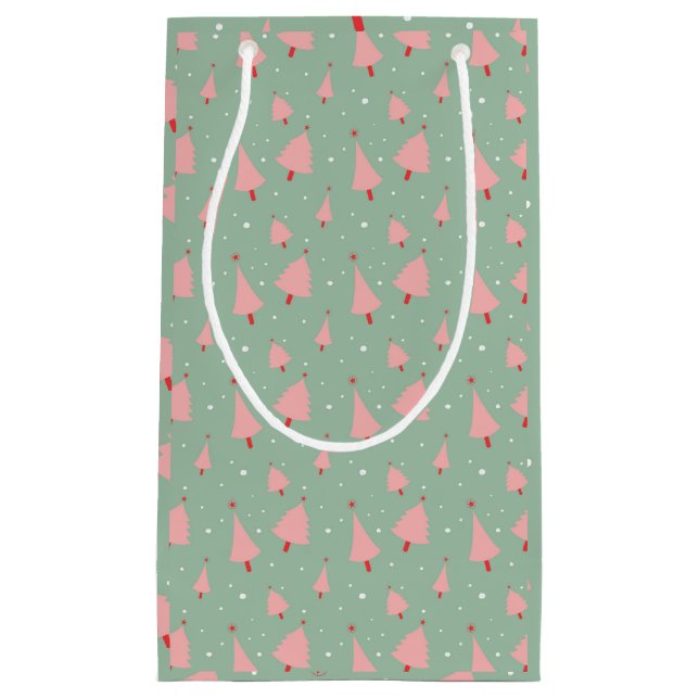 Hand Drawn Holiday Trees Small Gift Bag (Front)