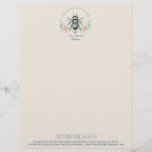 Hand Drawn Honey Bee Beekeeper Apiary Floral  Lett Letterhead<br><div class="desc">An artistic whimsical lovely honey bee and watercolor floral logo in the round,  business honey jar labels for a beekeeper,  apiarist,  or maker of honey products,  that gives this lovely graphic a classic elegant earthy feel.</div>