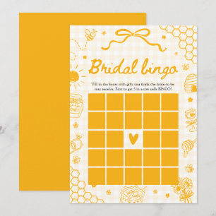 Hand Drawn Honey Bee Bridal Bingo Baby Shower Game Invitation