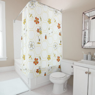 Hand-Drawn Honeycomb and Bumblebee Bathroom