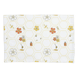 Hand-Drawn Honeycomb and Bumblebee Pillowcase
