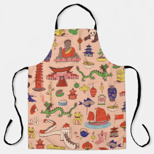 Hand-drawn Hong Kong motifs: seamless pattern Apron