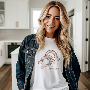 Hand-Drawn Horseshoes   Neutral Rustic Western Tri-Blend Shirt