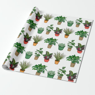 Hand Drawn Houseplants Birthday   Wrapping Paper