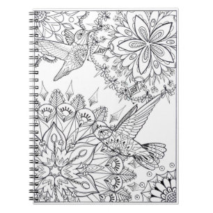 Hand Drawn Hummingbird Mandala Art Notebook