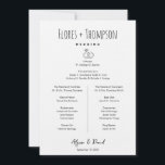 Hand drawn Icons  wedding Timeline bridal party  Invitation<br><div class="desc">Keep your wedding day running smoothly with this modern black and white wedding timeline and bridal party details card, featuring a clean minimalist design and charming hand-drawn illustrations. The front side highlights your wedding entourage—from bridesmaids to ring bearer—with space to personalize names and roles in a stylish, easy-to-read layout. Flip...</div>