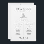 Hand drawn Icons  wedding Timeline bridal party  Invitation<br><div class="desc">Keep your wedding day running smoothly with this modern black and white wedding timeline and bridal party details card, featuring a clean minimalist design and charming hand-drawn illustrations. The front side highlights your wedding entourage—from bridesmaids to ring bearer—with space to personalize names and roles in a stylish, easy-to-read layout. Flip...</div>