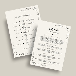 Hand Drawn Icons Wedding Welcome Timeline Card