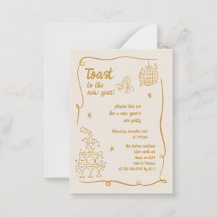 Hand Drawn Illustrated New Years Eve Party In Card