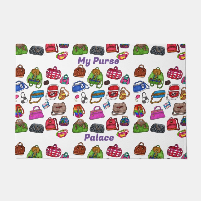 Hand Drawn Illustrated Purse Pattern Art Design Doormat (Front)