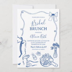 Hand-Drawn Illustration Bridal Brunch Invitation