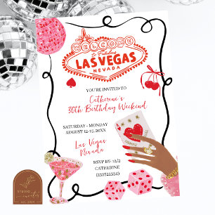 Hand Drawn Illustration Las Vegas Birthday Weekend Invitation